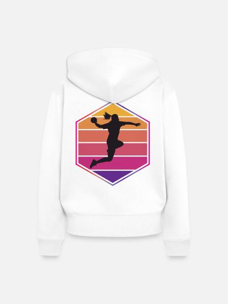 Handball Frau Silhouette - Frauen Premium Bio Zip Hoodie - Weiß