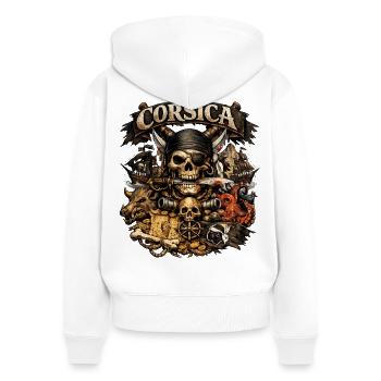 CORSICA Original  - Sweat à capuche zippé Premium bio Femme - blanc - Dos - AI Model Female 172 light (172cm)
