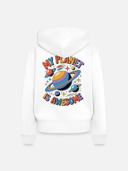 My Planet Is Awesome - Frauen Premium Bio Zip Hoodie - Weiß