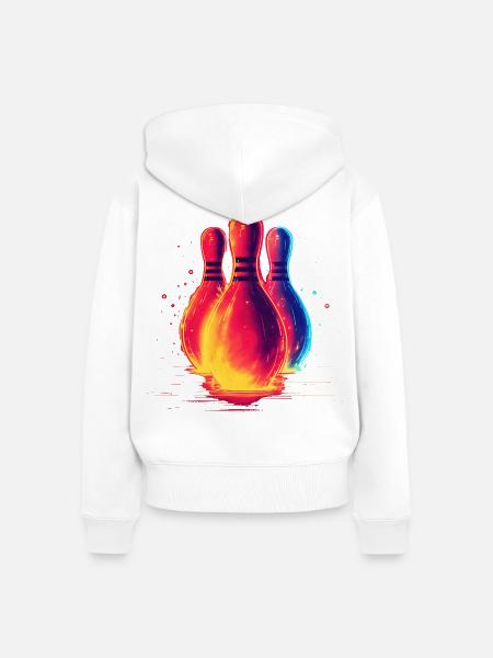 Retro Bowling - Frauen Premium Bio Zip Hoodie - Weiß