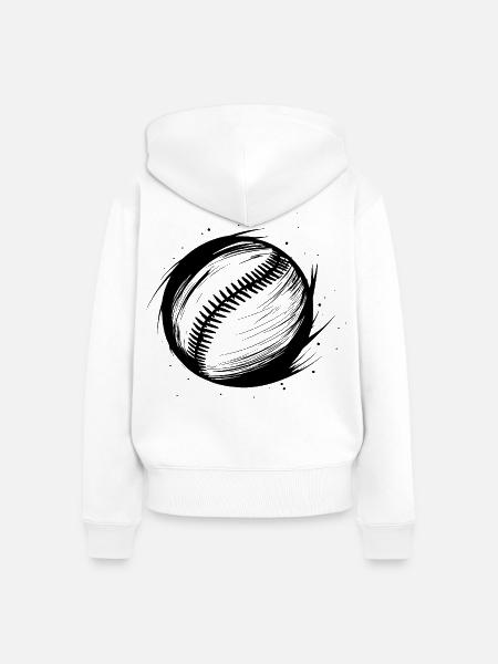 Baseball Ball Skizze - Frauen Premium Bio Zip Hoodie - Weiß