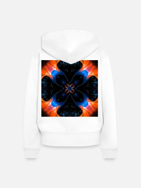 Fraktalkunst Digitale Blume - Frauen Premium Bio Zip Hoodie - Weiß