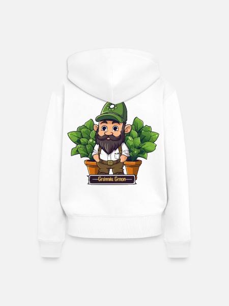Grüner Gärtnergnom Comic - Frauen Premium Bio Zip Hoodie - Weiß