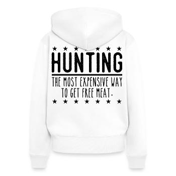 Jäger Lustiger Spruch – Gratis Fleisch Design - Frauen Premium Bio Zip Hoodie - Weiß - Hinten - AI Model Female 172 light (172cm)