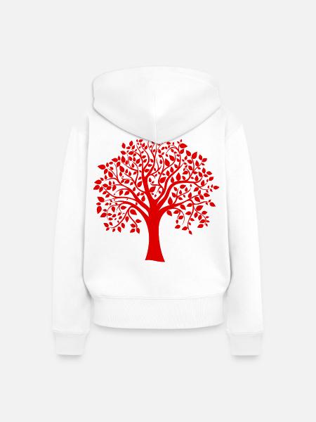 Rote Jumbo-Baum-Print-Silhouette - Frauen Premium Bio Zip Hoodie - Weiß