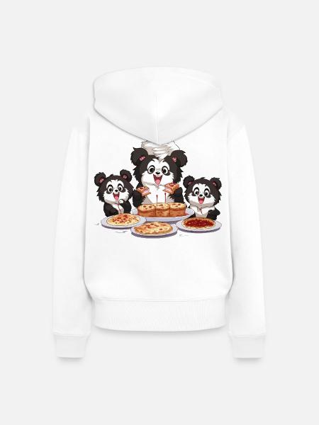 Panda Pizza Fest - Frauen Premium Bio Zip Hoodie - Weiß