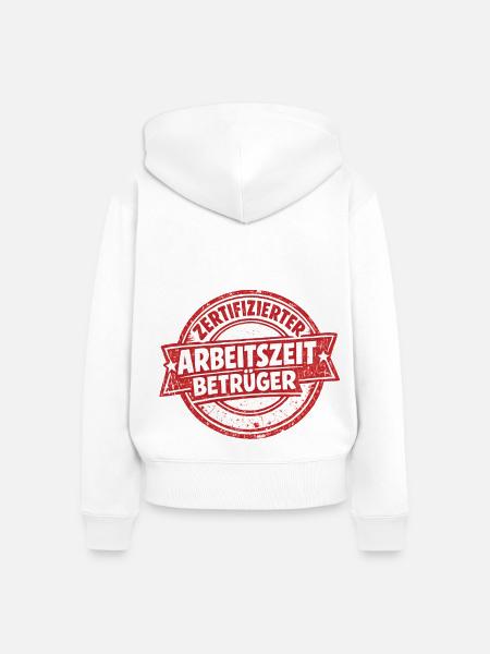 Zertifizierter Arbeitszeitbetrüger - Frauen Premium Bio Zip Hoodie - Weiß
