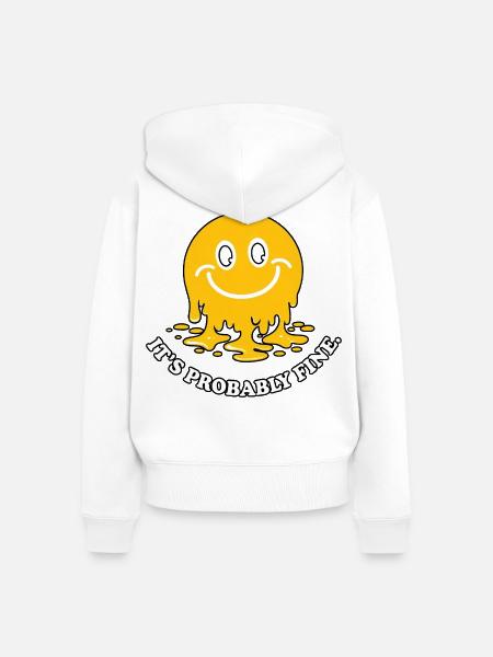 Melting Smile Meme - Frauen Premium Bio Zip Hoodie - Weiß