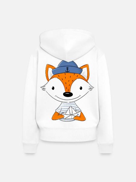 Matrosen Fuchs mit Papierboot - Frauen Premium Bio Zip Hoodie - Weiß