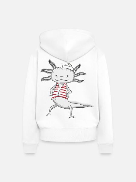 Axolotl Seemann - Frauen Premium Bio Zip Hoodie - Weiß