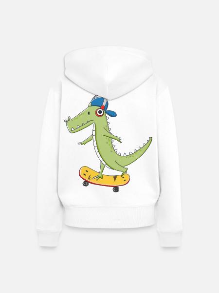 cooles Skater KROKO - Frauen Premium Bio Zip Hoodie - Weiß