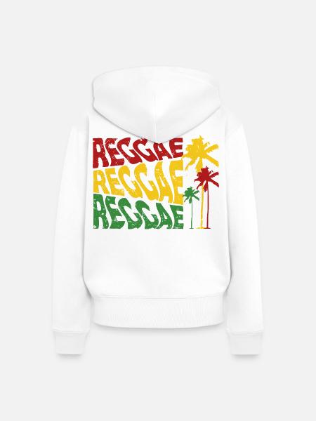 Reggae Palmenfarben - Frauen Premium Bio Zip Hoodie - Weiß