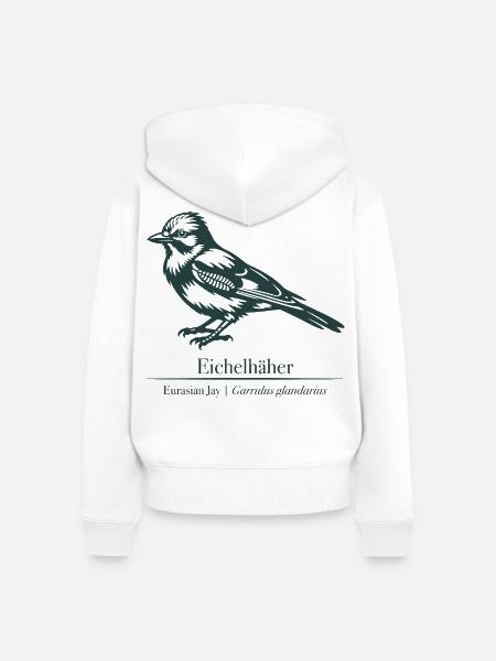 Eichelhäher Silhouette | Ornithologie | Zeichnung - Frauen Premium Bio Zip Hoodie - Weiß