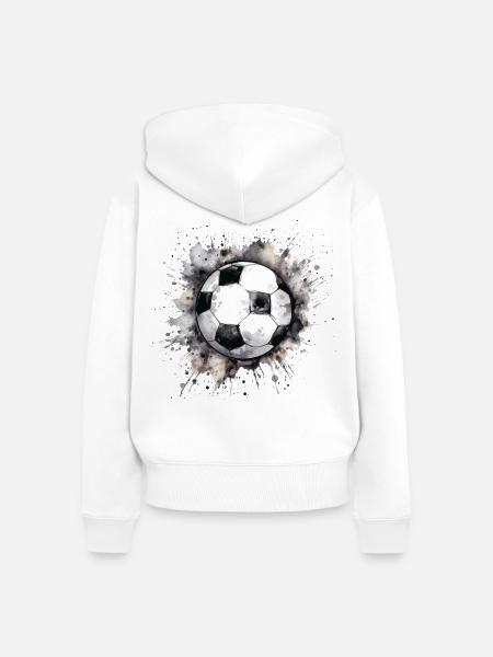 Fußball Ball - Frauen Premium Bio Zip Hoodie - Weiß