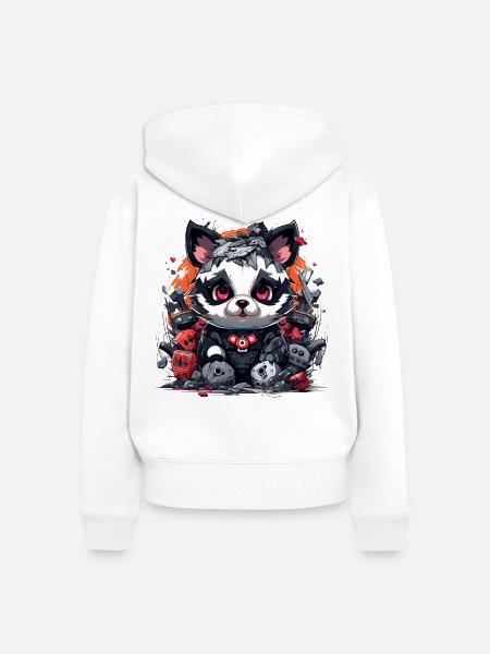 Robo Panda im Schlachtfeld - Frauen Premium Bio Zip Hoodie - Weiß