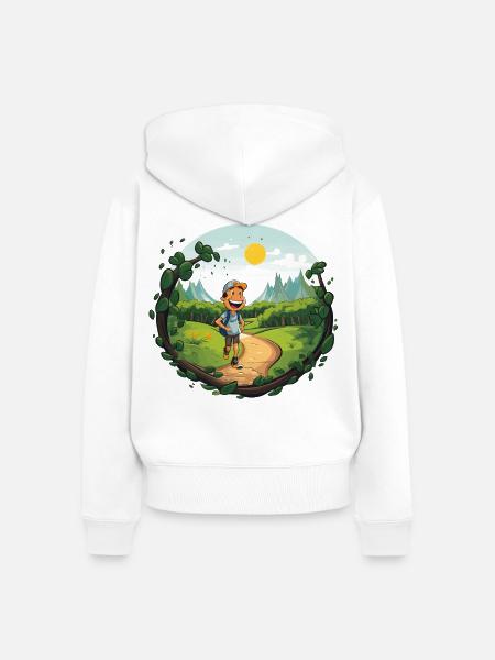 Wanderer am Waldpfad - Frauen Premium Bio Zip Hoodie - Weiß