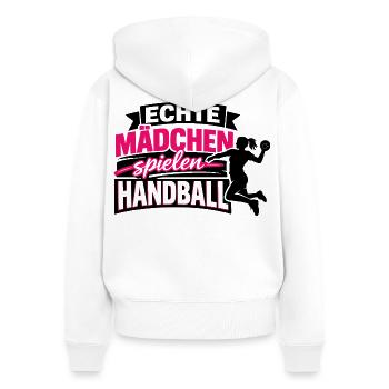 handball mädchen geburtstag geschenkidee - Frauen Premium Bio Zip Hoodie - Weiß - Hinten - AI Model Female 172 light (172cm)
