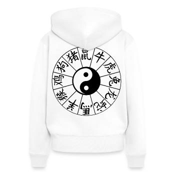 Signes astrologiques chinois - Sweat à capuche zippé Premium bio Femme - blanc - Dos - AI Model Female 172 light (172cm)