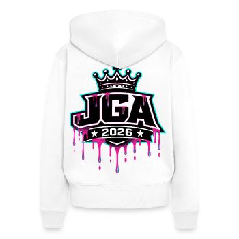 JGA 2026 - Women's Premium Organic Zip Hoodie - white - Back - AI Model Female 172 light (172cm)