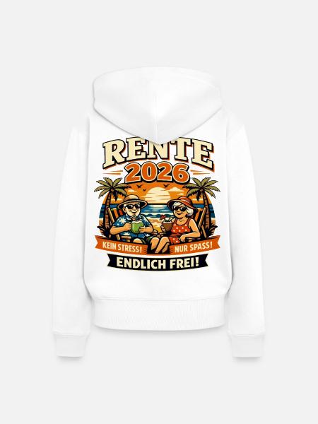 Rente 2026 - Frauen Premium Bio Zip Hoodie - Weiß