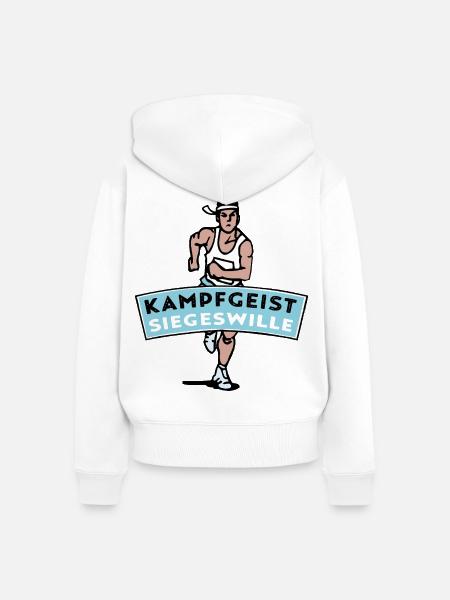Kampfgeist Siegeswille - Marathonläufer - Frauen Premium Bio Zip Hoodie - Weiß