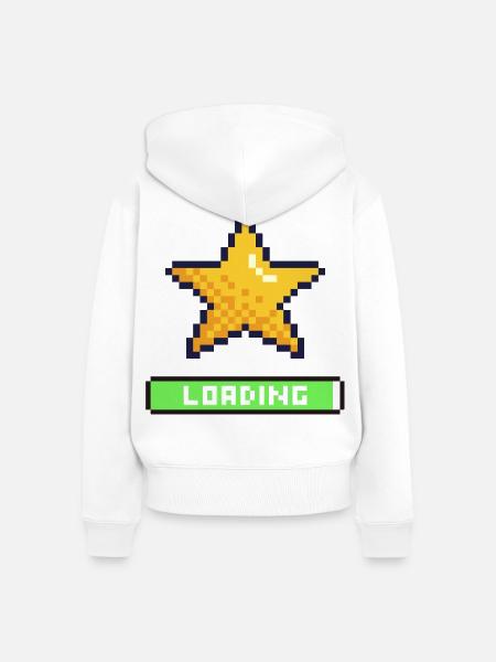 Pixel Star wird geladen - Frauen Premium Bio Zip Hoodie - Weiß