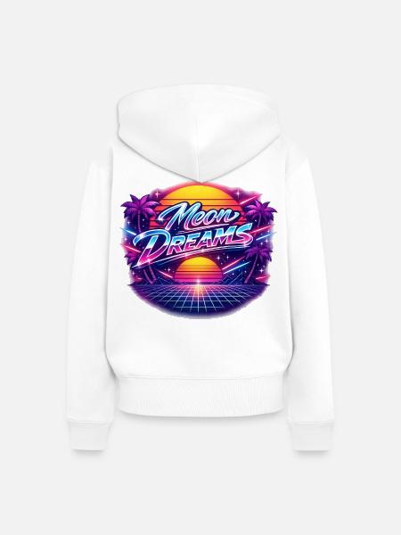 Moon Dreams Neon Retro Sunset - Frauen Premium Bio Zip Hoodie - Weiß
