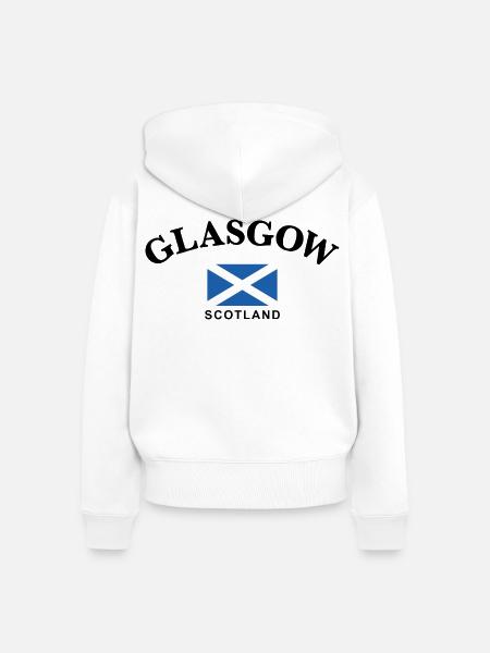 Glasgow, Schottland - Frauen Premium Bio Zip Hoodie - Weiß