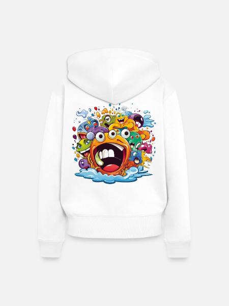 Kunterbunte Monsterbande Splash - Frauen Premium Bio Zip Hoodie - Weiß