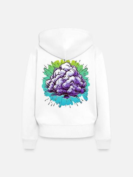 Lila Nebelknäuel Explosion - Frauen Premium Bio Zip Hoodie - Weiß
