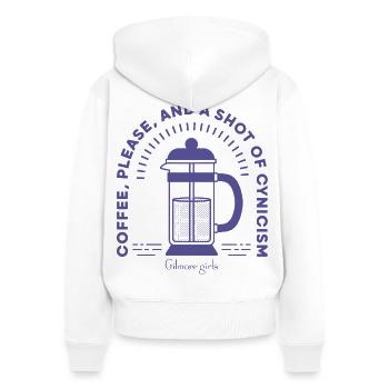 Gilmore Girls French Press Mit Kaffeespruch  - Frauen Premium Bio Zip Hoodie - Weiß - Hinten - AI Model Female 172 light (172cm)