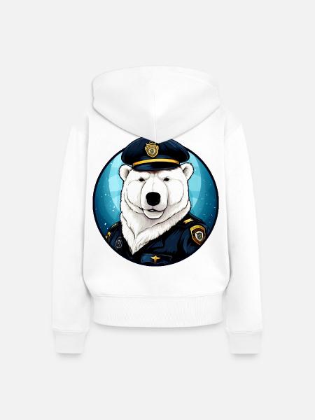 Eisbären Polizistin / Polizei Eisbär - Frauen Premium Bio Zip Hoodie - Weiß