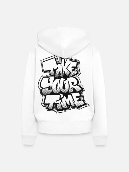 Lass dir Zeit, Graffiti. - Frauen Premium Bio Zip Hoodie - Weiß