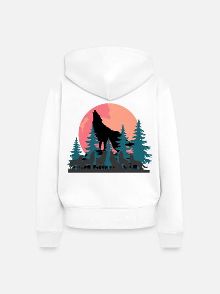 Sigura Design Wolf - Frauen Premium Bio Zip Hoodie - Weiß