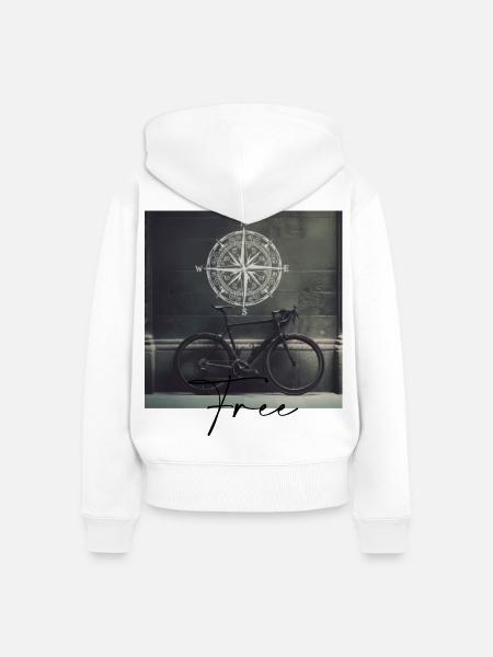 Fahrrad - Frauen Premium Bio Zip Hoodie - Weiß