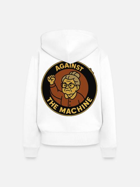 Gegen die Maschine – Oma Protest - Frauen Premium Bio Zip Hoodie - Weiß