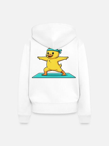 Yoga-Entenvogel mit Kriegerposen-Kunst - Frauen Premium Bio Zip Hoodie - Weiß