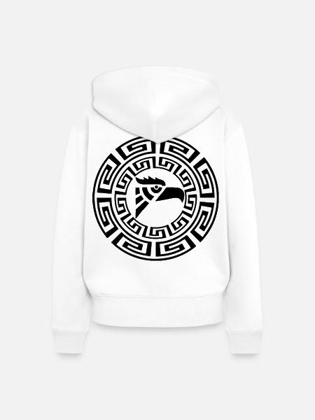 Schwarzer Adler-Emblem - Frauen Premium Bio Zip Hoodie - Weiß