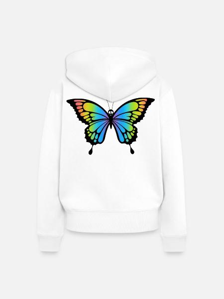 Schmetterlingsschädel - Frauen Premium Bio Zip Hoodie - Weiß