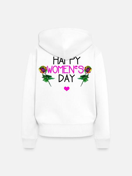 Happy Womens Day - Frauen Premium Bio Zip Hoodie - Weiß