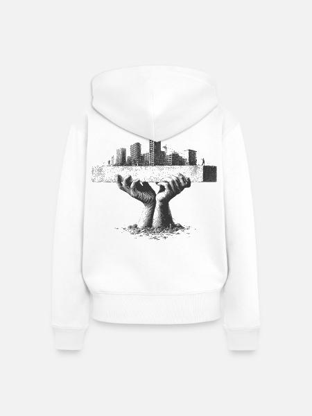 Stadt in Händen - Frauen Premium Bio Zip Hoodie - Weiß
