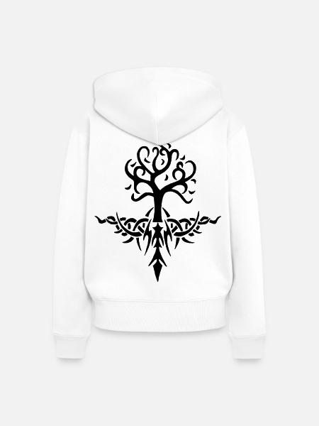 Schwarzer dorniger Baum - Frauen Premium Bio Zip Hoodie - Weiß