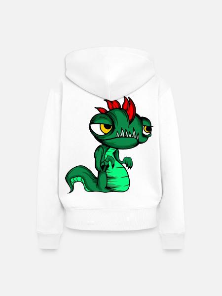 Niedliches Fantasy-Echsen-Schlangen-Kindershirt - Frauen Premium Bio Zip Hoodie - Weiß