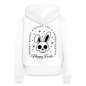 Happy Easter creepy wishes spooky bunny - Women's Premium Organic Zip Hoodie - white - Back - AI Model Female 172 light (172cm)