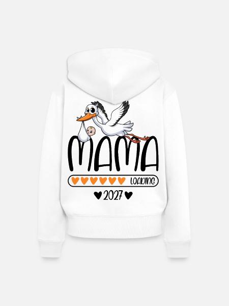 Mama 2027 loading - Frauen Premium Bio Zip Hoodie - Weiß