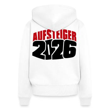 Aufsteiger 2026 Aufstieg - Frauen Premium Bio Zip Hoodie - Weiß - Hinten - AI Model Female 172 light (172cm)