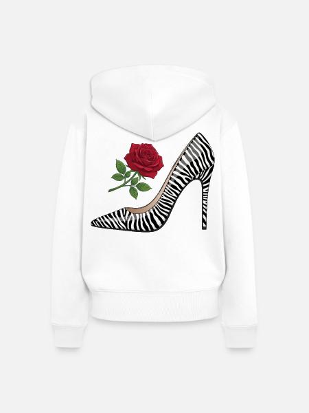 Zebra High Heel Rose - Frauen Premium Bio Zip Hoodie - Weiß