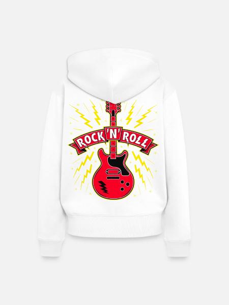 Rock 'n' Roll Gitarre - Frauen Premium Bio Zip Hoodie - Weiß