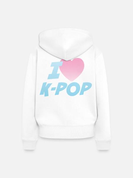 Ich liebe K-Pop - Frauen Premium Bio Zip Hoodie - Weiß