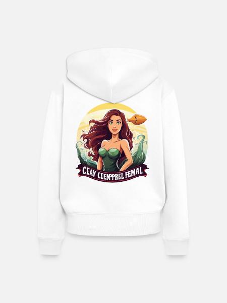 Meeresheldin Mermaid am Abend - Frauen Premium Bio Zip Hoodie - Weiß